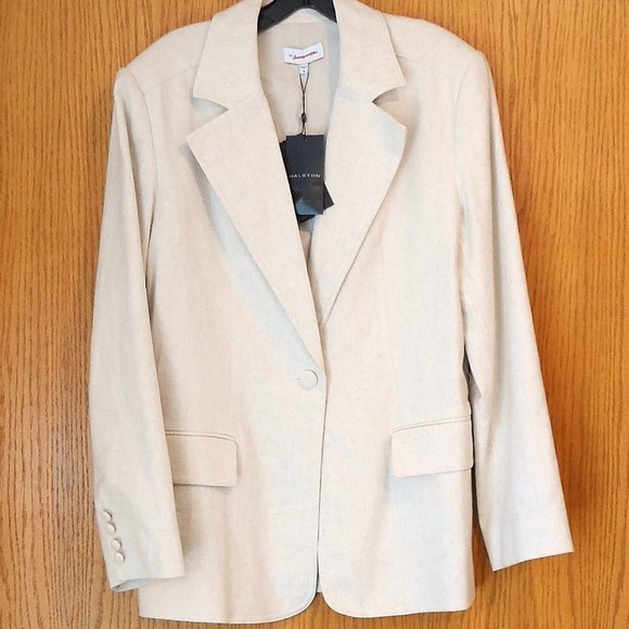 NWT$645 Halston Adley Cotton-Linen Suit Single-Breasted Blazer Top Jacket Sz 6 M - Picture 2 of 16